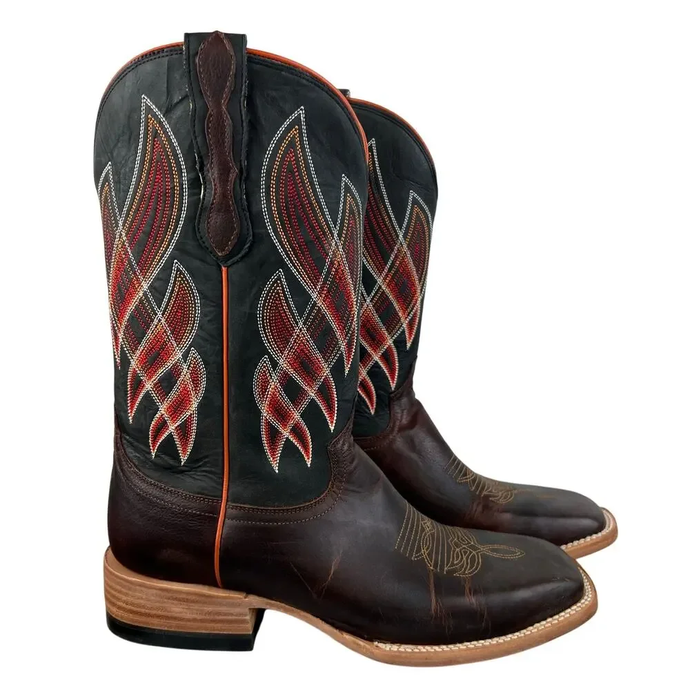 Men's Capitan Boots Guthrie Brown Leather Square Toe Western Boots 3093 (Sz 10D)